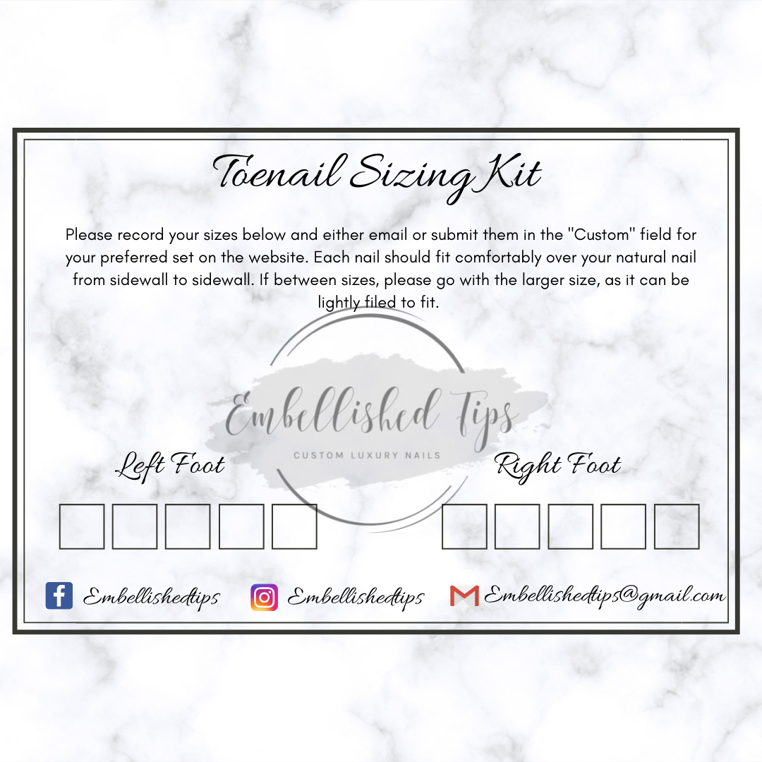 Toenail Sizing Kit - Embellished Tips