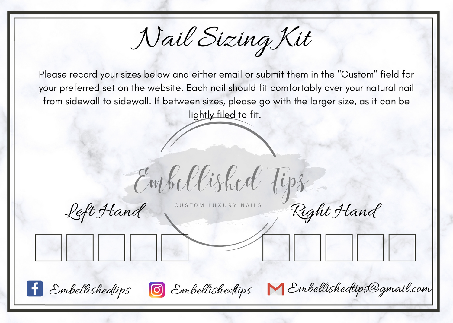 Sizing Kit - Embellished Tips